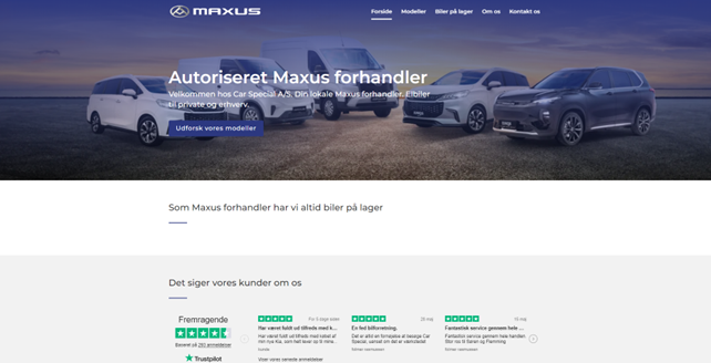 SoMeWeb reference Maxus forhandler Car Special A/S